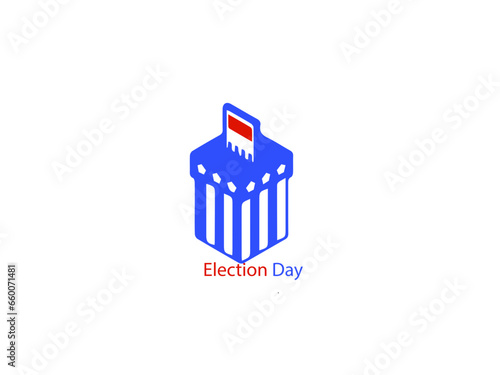 Presidential Election Day Vote Box. American Flag's Symbolic Elements - Red Stripes and White Stars.