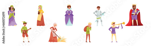 Medieval People Characters from European Middle Ages Period Vector Set