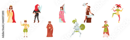Medieval People Characters from European Middle Ages Period Vector Set