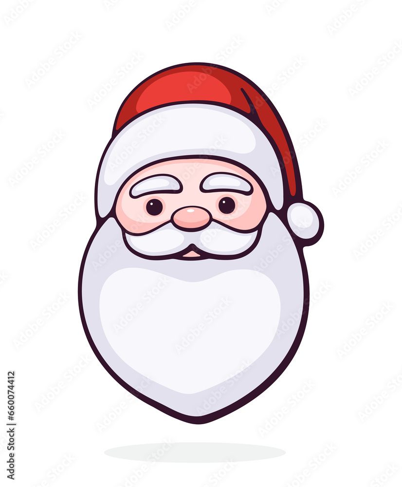 Hand drawn cartoon illustration of Santa Claus Face. Vector clip art with outline. Isolated on white background Hand drawn cartoon illustration of Santa Claus Face. Vector clip art with outline. Isolated on white background