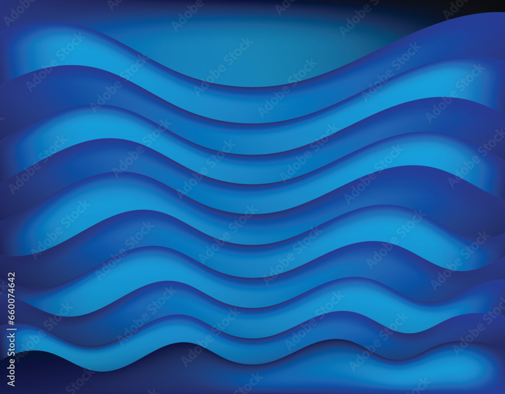 Fototapeta premium Blue Wave Abstract: Modern Vector Art Sea Decoration with Bright Curves and Water Patterns