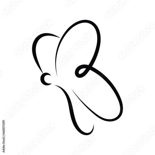 scribble line butterfly illustration, line drawing of butterfly vector elements