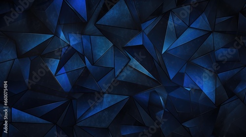 Blue crystal abstract background. Black Friday Sale concept. Fantastic neon wallpaper. Glowing crystals illustration. Luxury elegant dark navy blue style for poster, cover, print, artwork.
