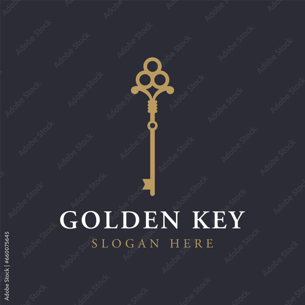 Obraz premium Retro luxury home or hotel or real estate key template logo with creative idea.