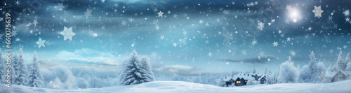 Enchanting Christmas Banner with Snowflakes: Winter Wonderland Festivity. Generative AI