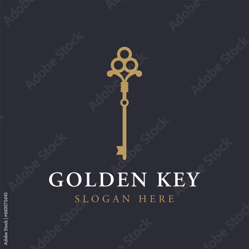 Retro luxury home or hotel or real estate key template logo with creative idea.