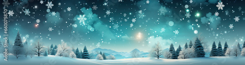 Snowy Delight: Captivating Christmas Banner with Glittering Snowflakes. Generative AI