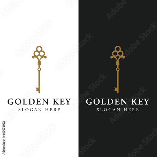 Retro luxury home or hotel or real estate key template logo with creative idea.