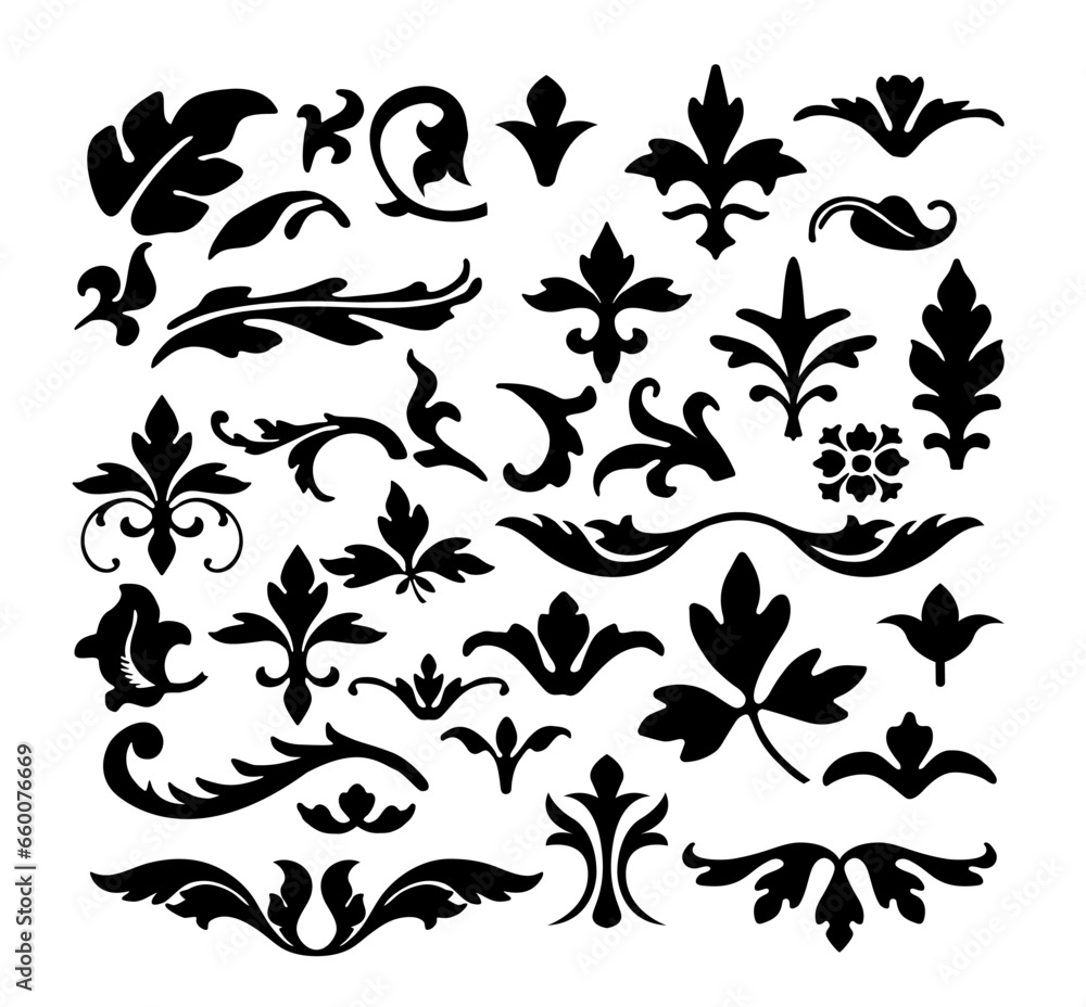 Set vector ornamental leaves collection