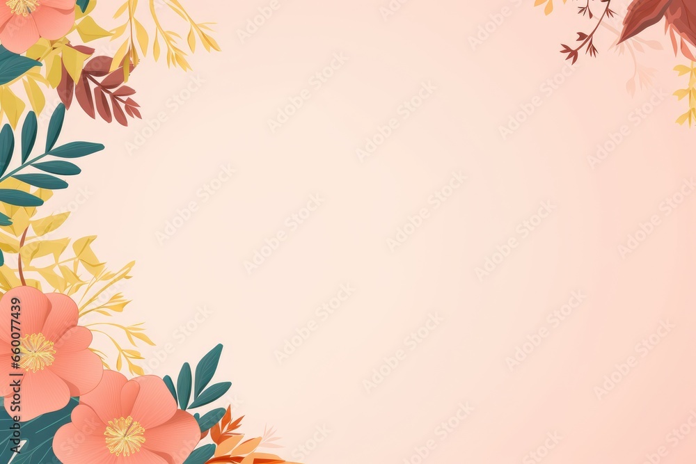 A vibrant pink background filled with colorful flowers and lush green leaves A vibrant pink background filled with colorful flowers and lush green leaves