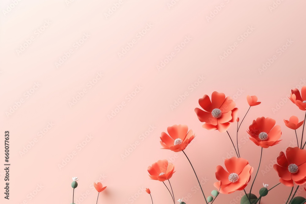 A vibrant bouquet of red flowers against a soft pink backdrop