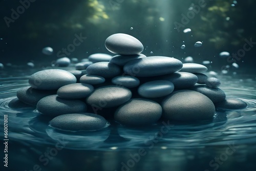Stone pile in the water drop