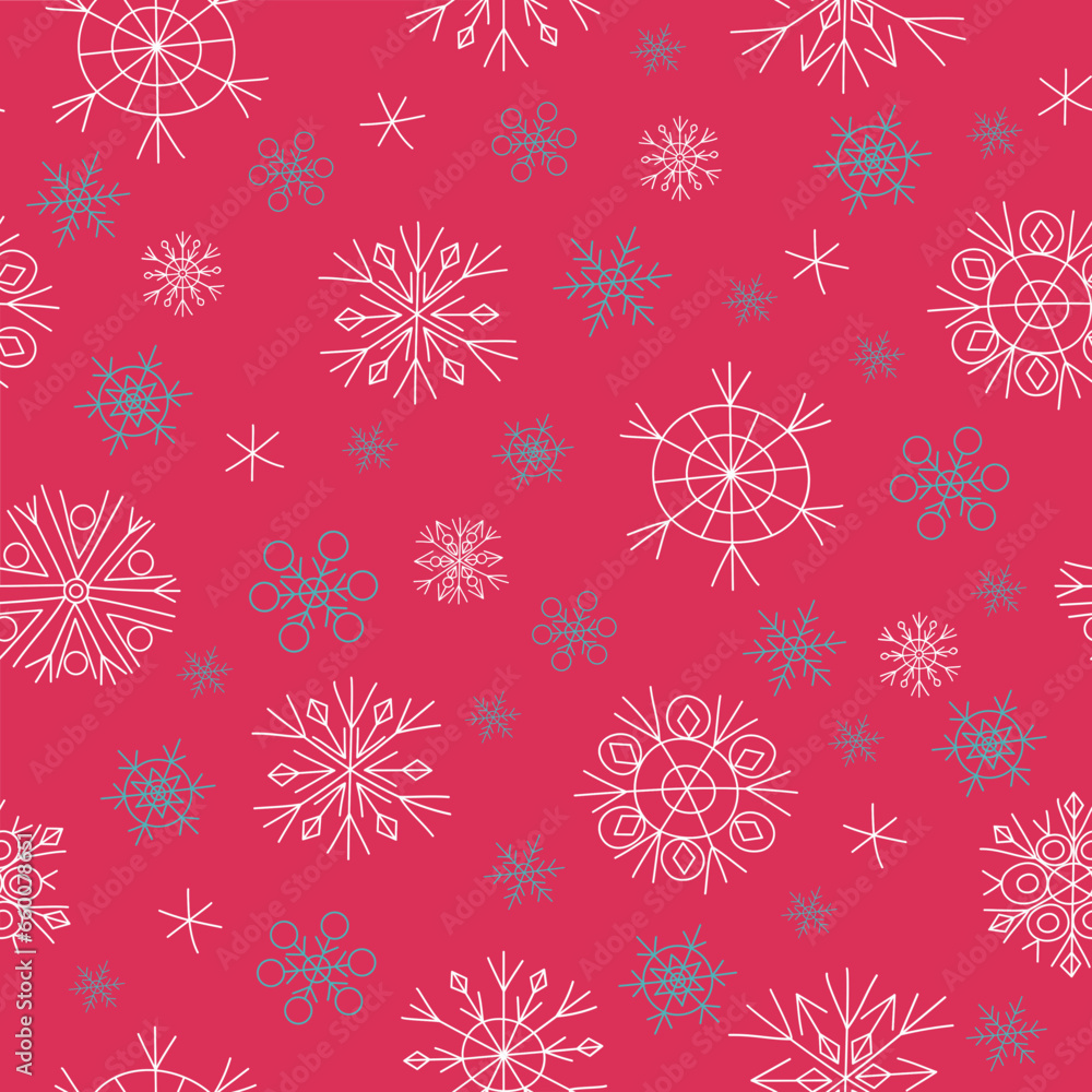 Snowflake pattern. New Year, Christmas decor. Drawings, doodles. Winter vector illustration, seamless background. For holiday packaging, textiles, wallpaper. Snowflake pattern. New Year, Christmas decor. Drawings, doodles. Winter vector illustration, seamless background. For holiday packaging, textiles, wallpaper.