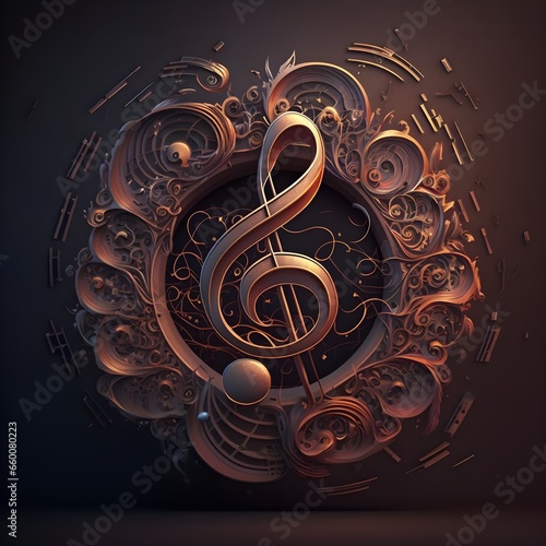 classical music mixture of musical notes and clefs mondernism logo 4k  photo