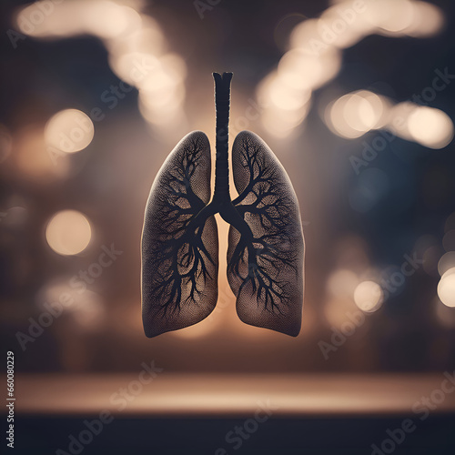 Human lungs with veins on bokeh background. 3d rendering