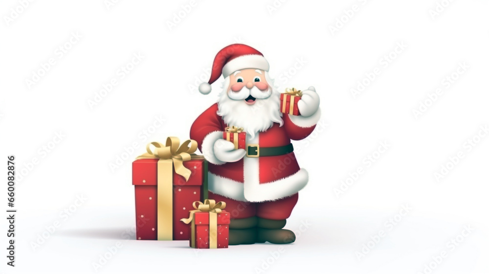 Celebrate the holiday season with a festive Santa Claus in his iconic red suit. Celebrate the holiday season with a festive Santa Claus in his iconic red suit.