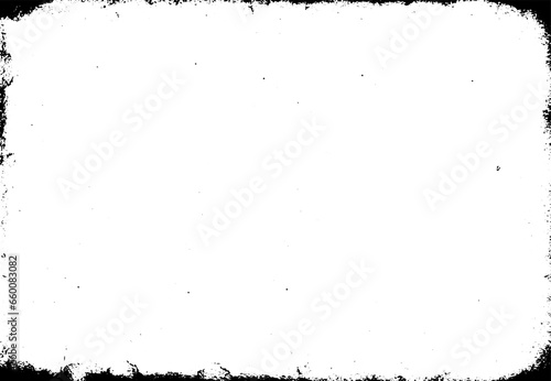 Grunge border vector texture background. Abstract frame overlay. Dirty and damaged backdrop. Vector graphic illustration with transparent white. EPS10.