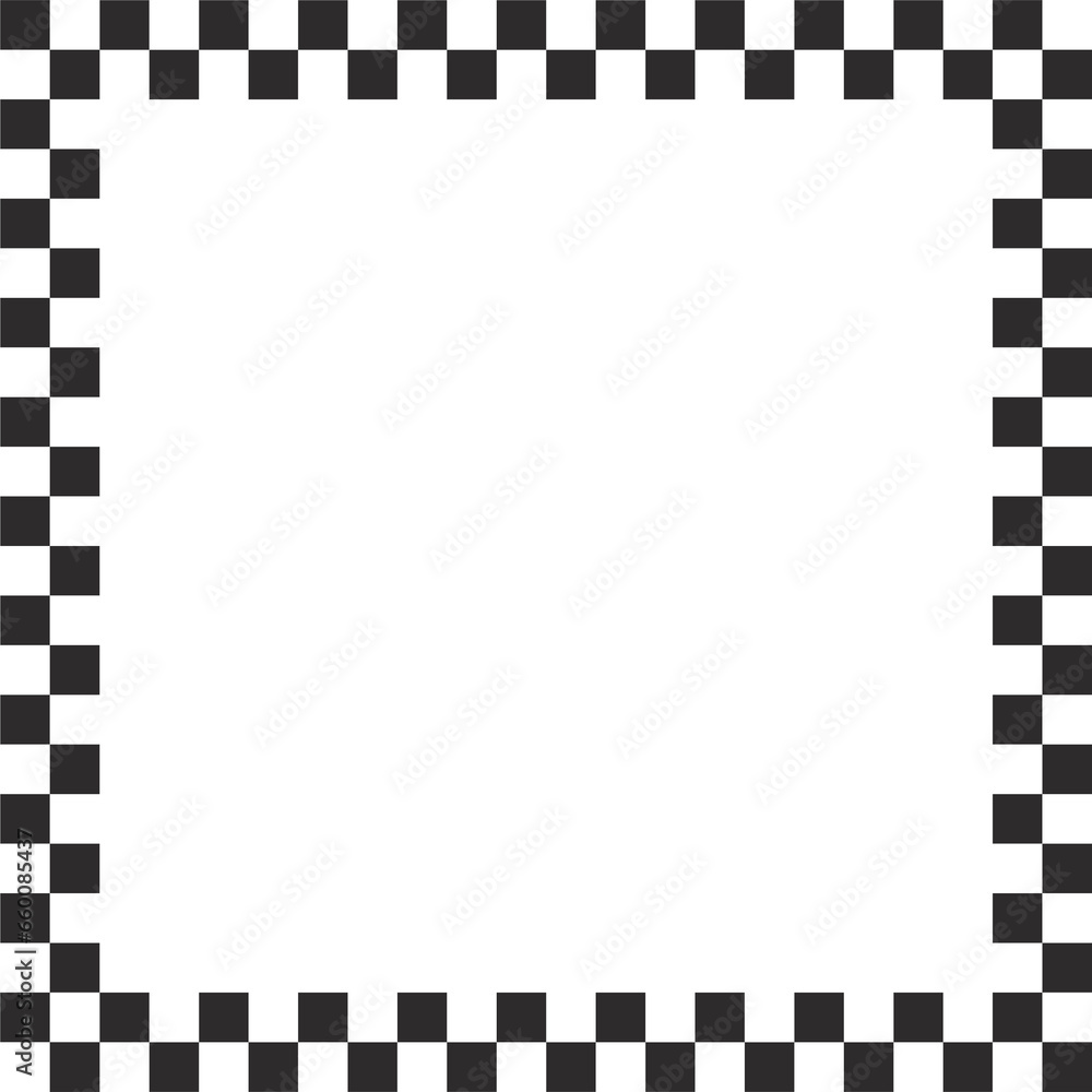 Checkerboard square frame with black and white chess pattern.Y2k geometric shape. Retro groovy illustration Checkerboard square frame with black and white chess pattern.Y2k geometric shape. Retro groovy illustration