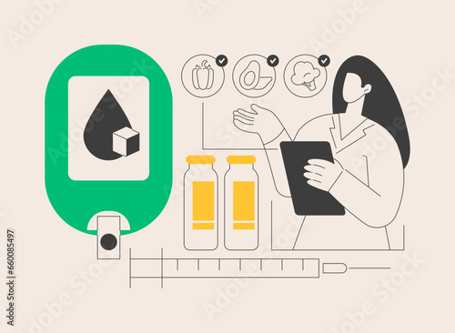 Diabetes medications abstract concept vector illustration.