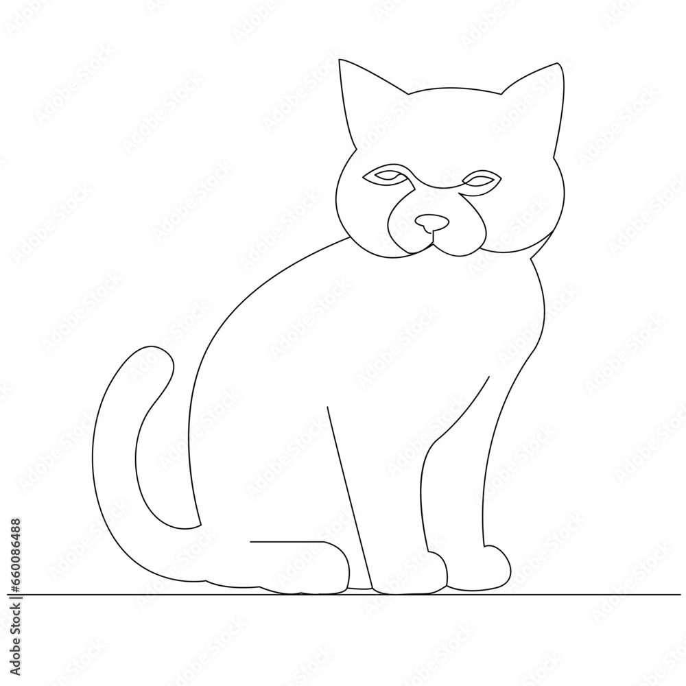 Continuous one line cat outline vector art hand drawing Continuous one line cat outline vector art hand drawing