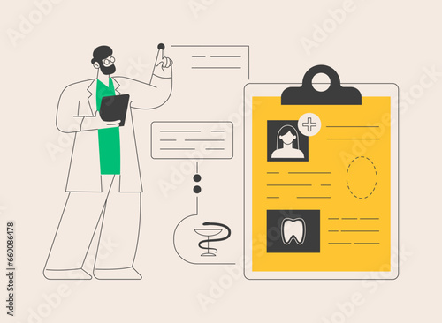 Dental patient card abstract concept vector illustration.