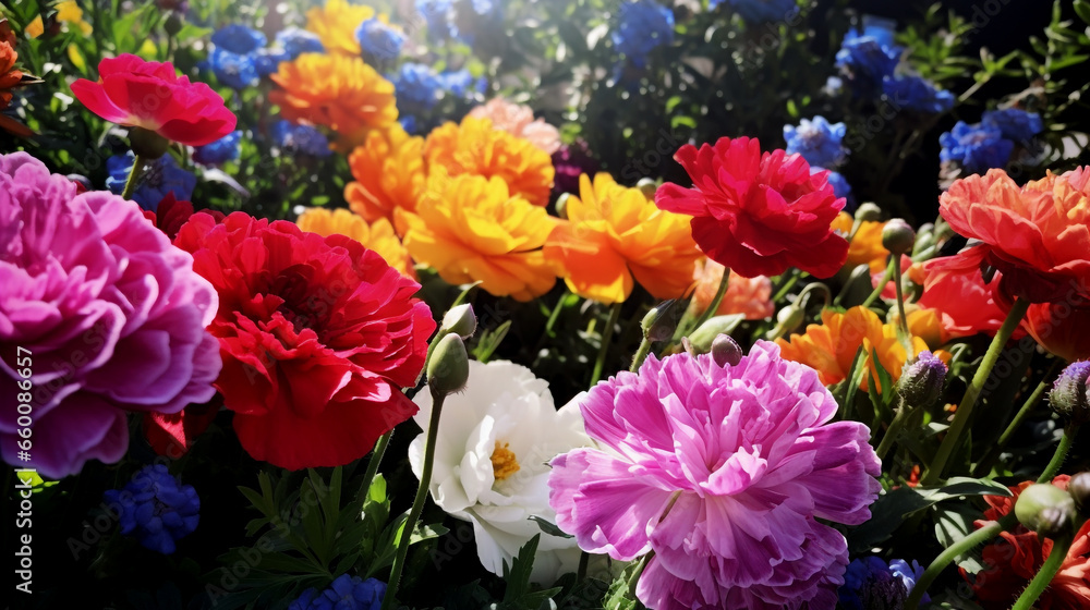 Close-up of nature's floral elegance, with vibrant garden flowers in all their natural beauty. Close-up of nature's floral elegance, with vibrant garden flowers in all their natural beauty.