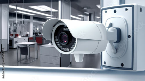 Monitor your security camera feed on a computer with this close-up view of surveillance technology.