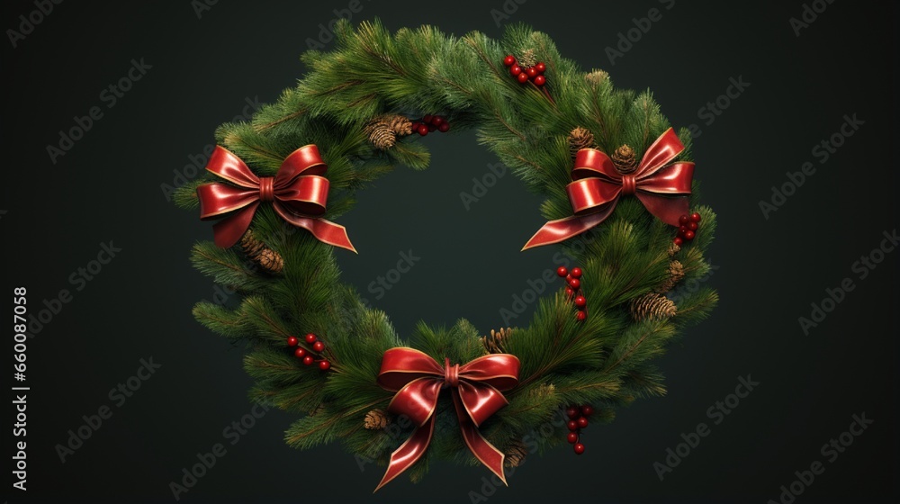 Fototapeta premium christmas wreath with poinsettia