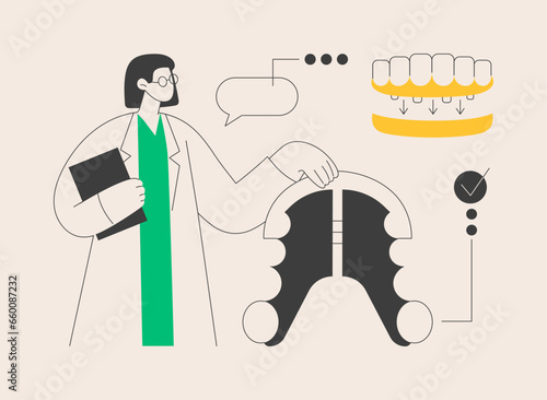 Dental tooth plate abstract concept vector illustration.