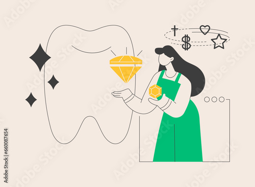 Grills jewelry teeth abstract concept vector illustration.