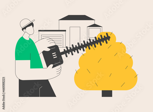 Hedge trimming abstract concept vector illustration.