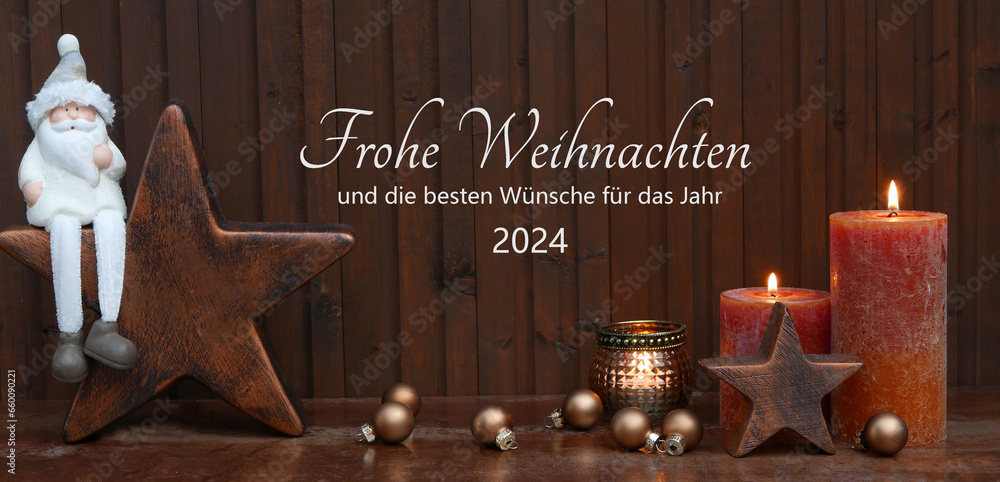 Weihnachtskarte mit deutschem Text Frohe Weihnachten und die besten 