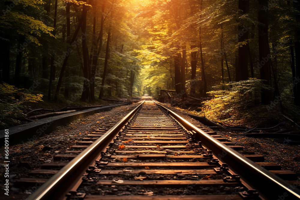 Fototapeta premium railway in the forest