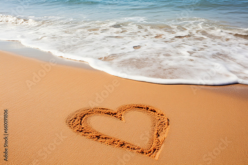 Brown Sand Love Text on Seashore
