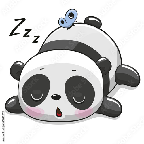Cartoon Panda sleeping on his belly