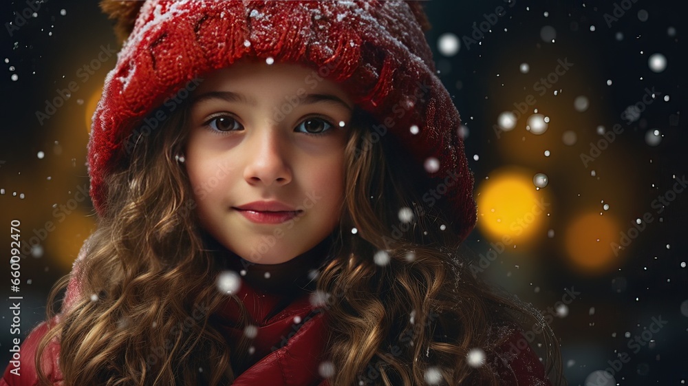 Little girl smiling while snowing Little girl smiling while snowing