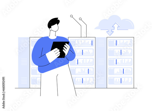 Datacenter storage systems abstract concept vector illustration.