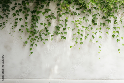Green Leaves on White Concrete Wall