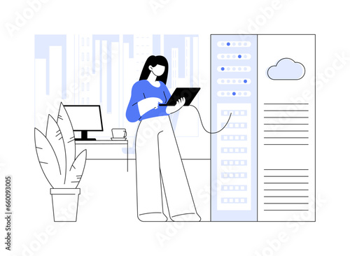 Datacenter network infrastructure abstract concept vector illustration.