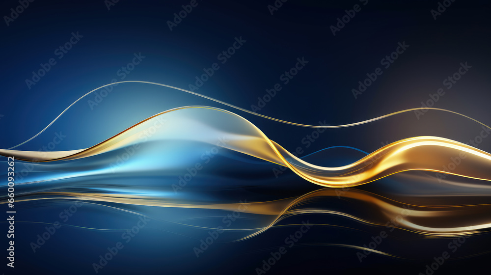An abstract composition featuring elegant gold and blue waves creates a luxurious background with ample space for text placement.Generative AI An abstract composition featuring elegant gold and blue waves creates a luxurious background with ample space for text placement.Generative AI