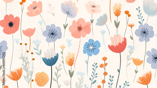 Kids wallpaper of blossom flowers pattern flat design colorful art for decorated