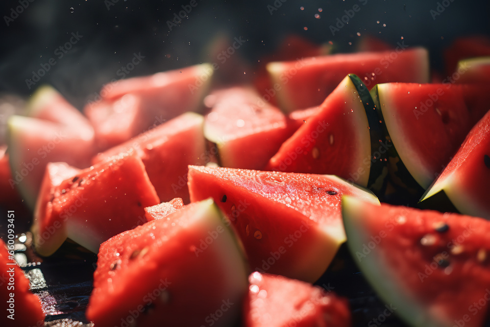 Shallow Focus of Sliced Watermelon Shallow Focus of Sliced Watermelon