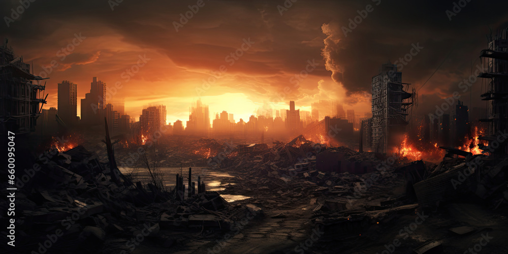 Apocalyptic destruction scene