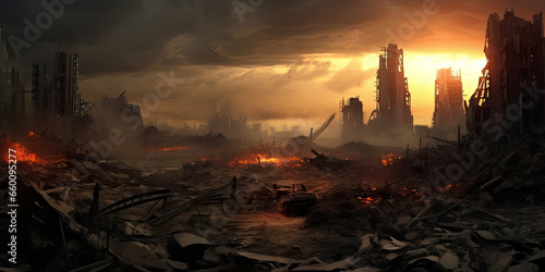 Apocalyptic destruction scene photo