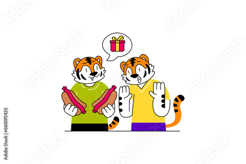 Wallpaper Mural Cute Animal Foodies Illustration Design for your presentation, business, and many more Torontodigital.ca