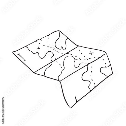 Treasure map vector illustration. Hand drawn travel map.