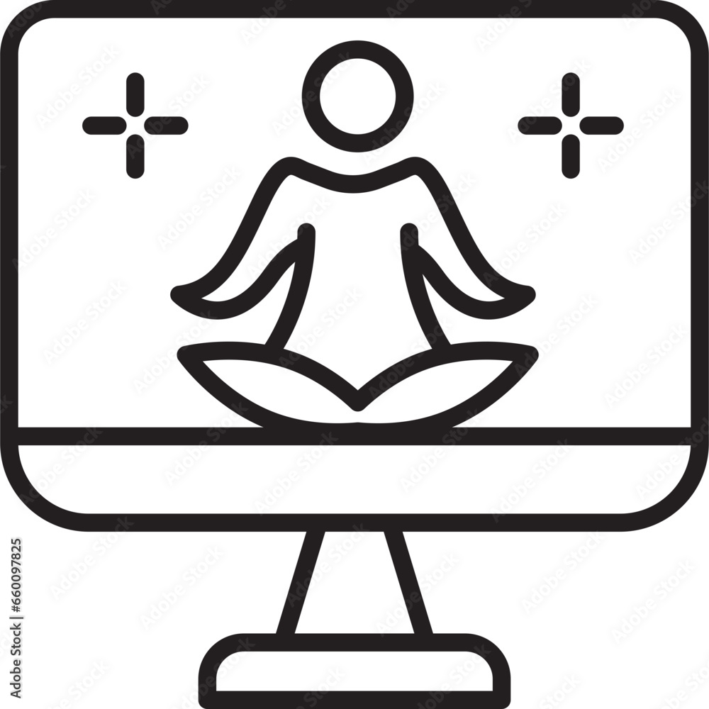 Online yoga class line icon