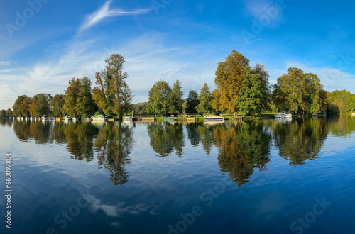 The River Thames and Pangbourne Wier at The Swan Pub