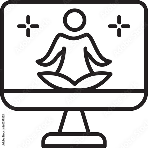 Online yoga class line icon