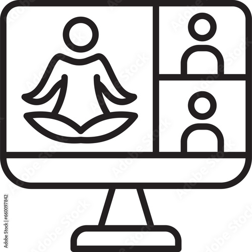 Online yoga class line icon